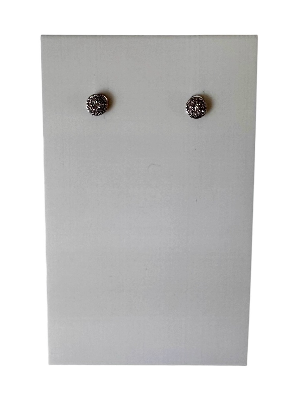 Sterling Silver Pavé Crystal Stud Earrings Round Disc Sparkle Earrings